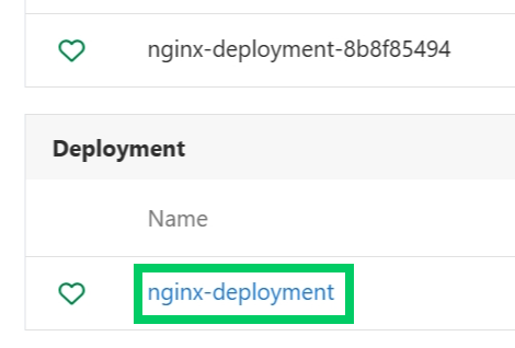 A screenshot of the Kubernetes Object Status resource name link
