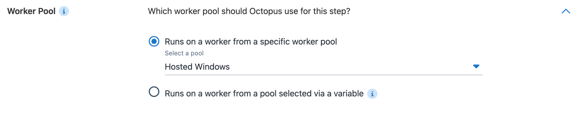 Execution location expander where users can select a worker pool